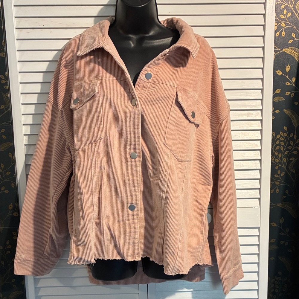 ANDREE BY UNIT Dusty Blush Corduroy Button-Up Jacket
